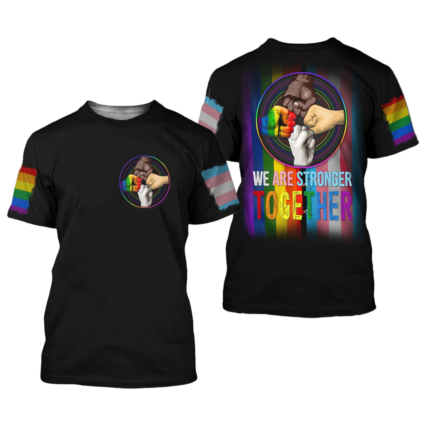 Lgbt T-Shirt Lgbt We Are Stronger Together T-Shirt Black Unisex - Trendy Gift For Men & Women