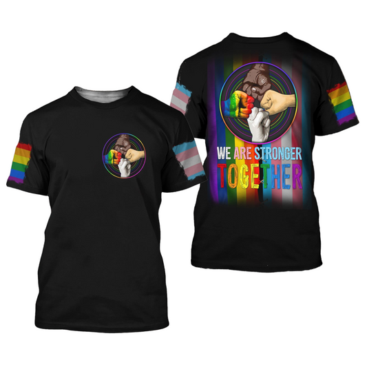 Lgbt T-Shirt Lgbt We Are Stronger Together T-Shirt Black Unisex - Trendy Gift For Men & Women