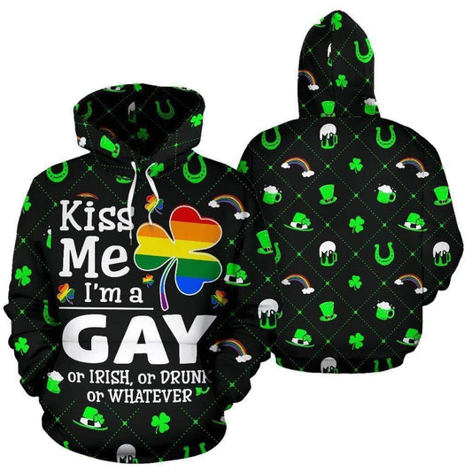 Lgbt Hoodie Kiss Me I'M Gay Or Whatever Hoodie Black Unisex - Cozy Hoodie For Cold Weather