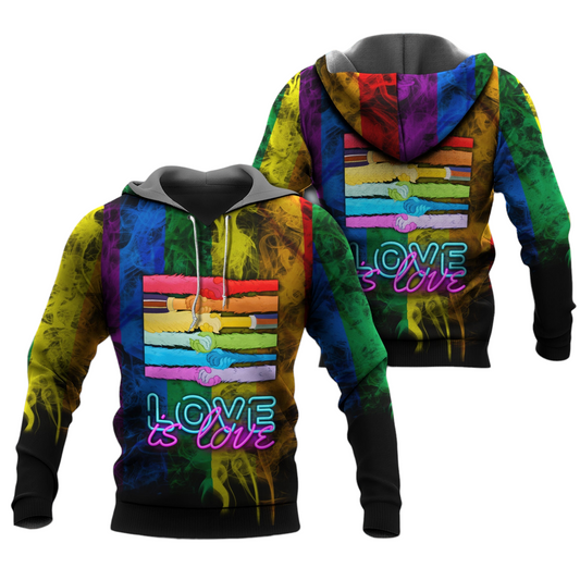 Lgbt Hoodie Lgbt Love Is Love Smoke Pattern Hoodie Colorful Unisex - Cozy Hoodie For Cold Weather