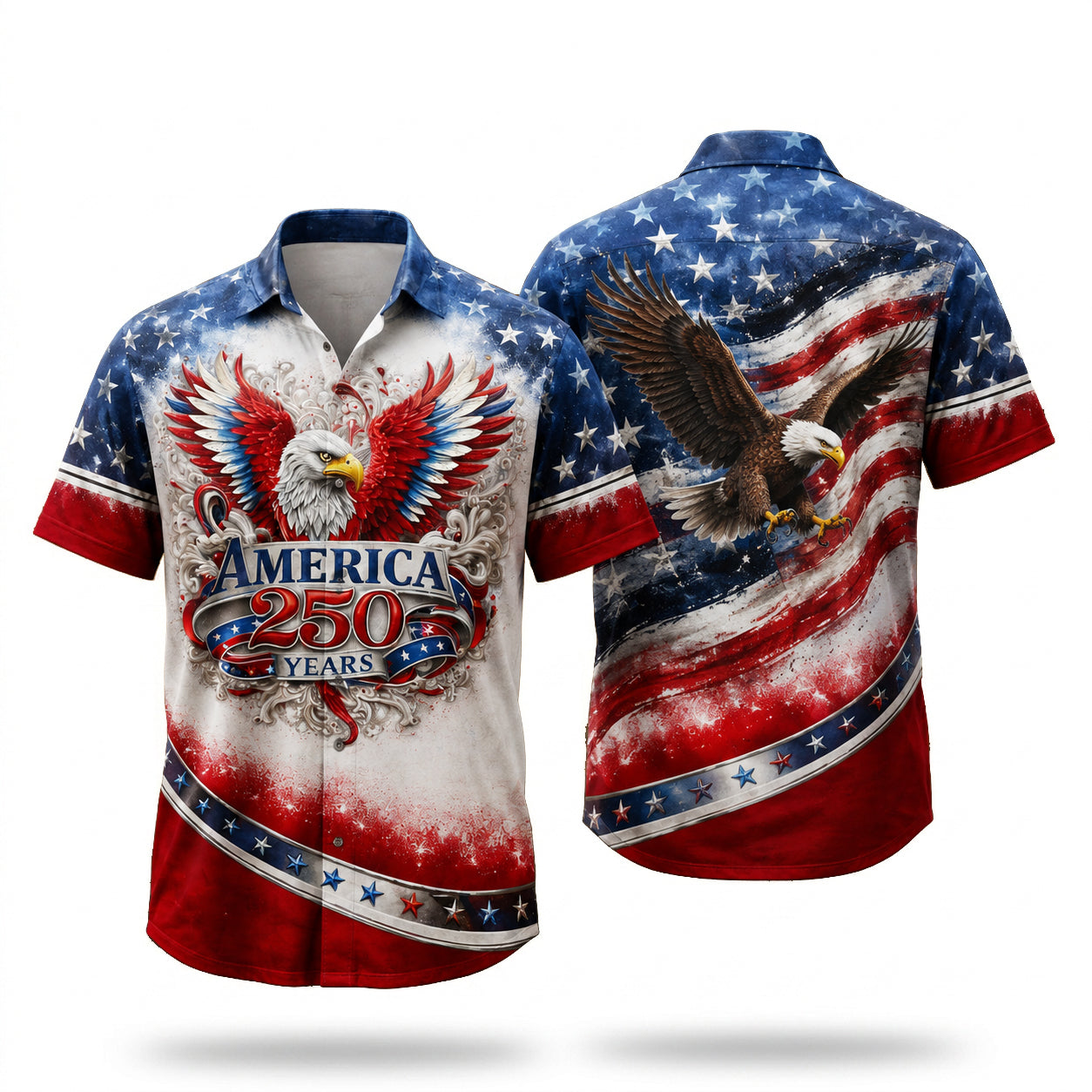 America 250 Years Hawaiian Shirt Patriotic Eagle USA 1776 2026 Gift