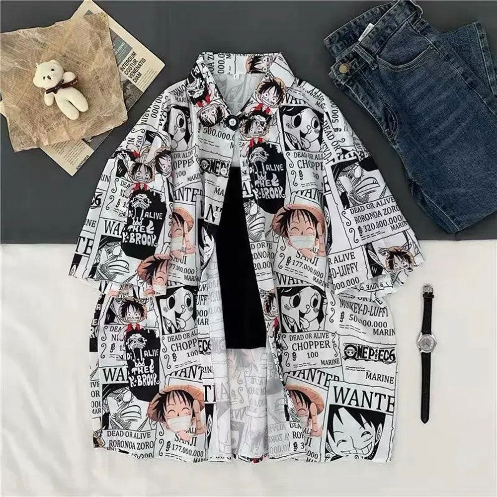 ONE PIECE Luffy Wanted Men's and Women's Hawaiian Shirt - Tropi Hawaiian Shirts