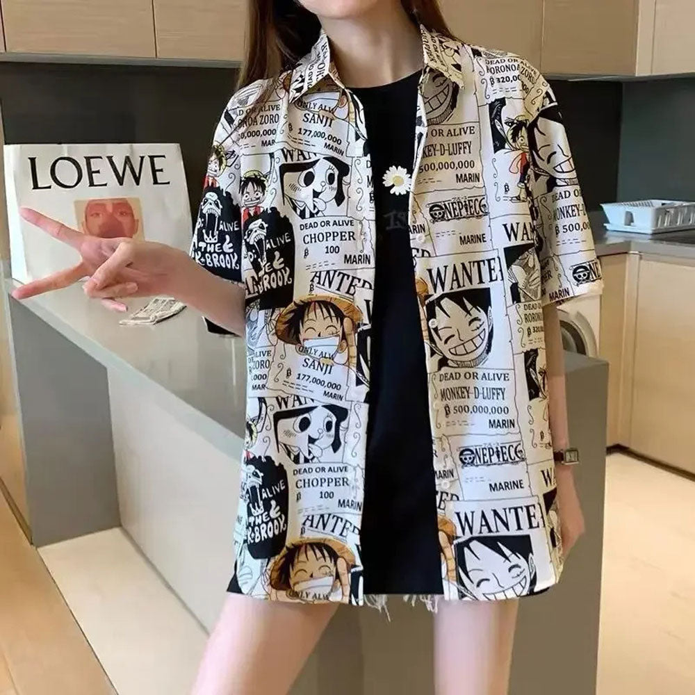 ONE PIECE Luffy Wanted Men's and Women's Hawaiian Shirt - Tropi Hawaiian Shirts
