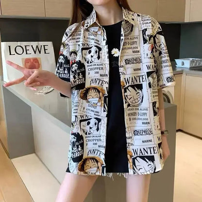 ONE PIECE Luffy Wanted Men's and Women's Hawaiian Shirt - Tropi Hawaiian Shirts