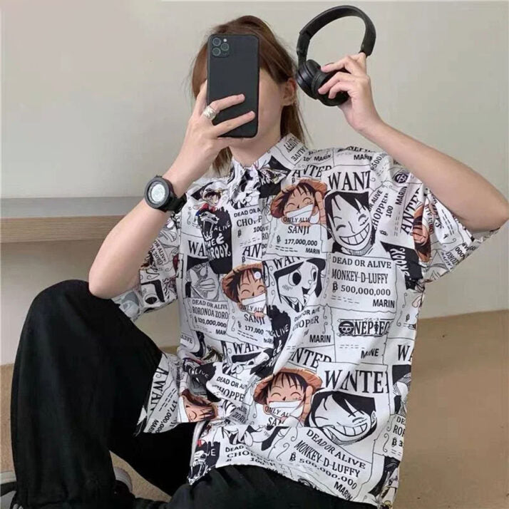 ONE PIECE Luffy Wanted Men's and Women's Hawaiian Shirt - Tropi Hawaiian Shirts