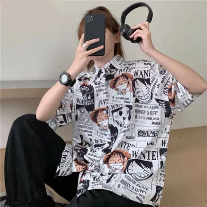 ONE PIECE Luffy Wanted Men's and Women's Hawaiian Shirt - Tropi Hawaiian Shirts