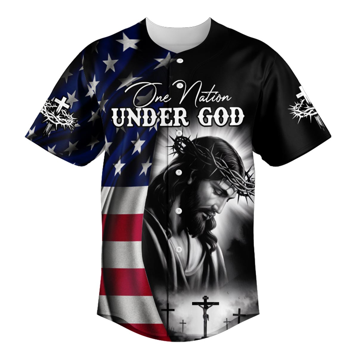 One Nation Under God Baseball Jersey - Christant Gift For Him
