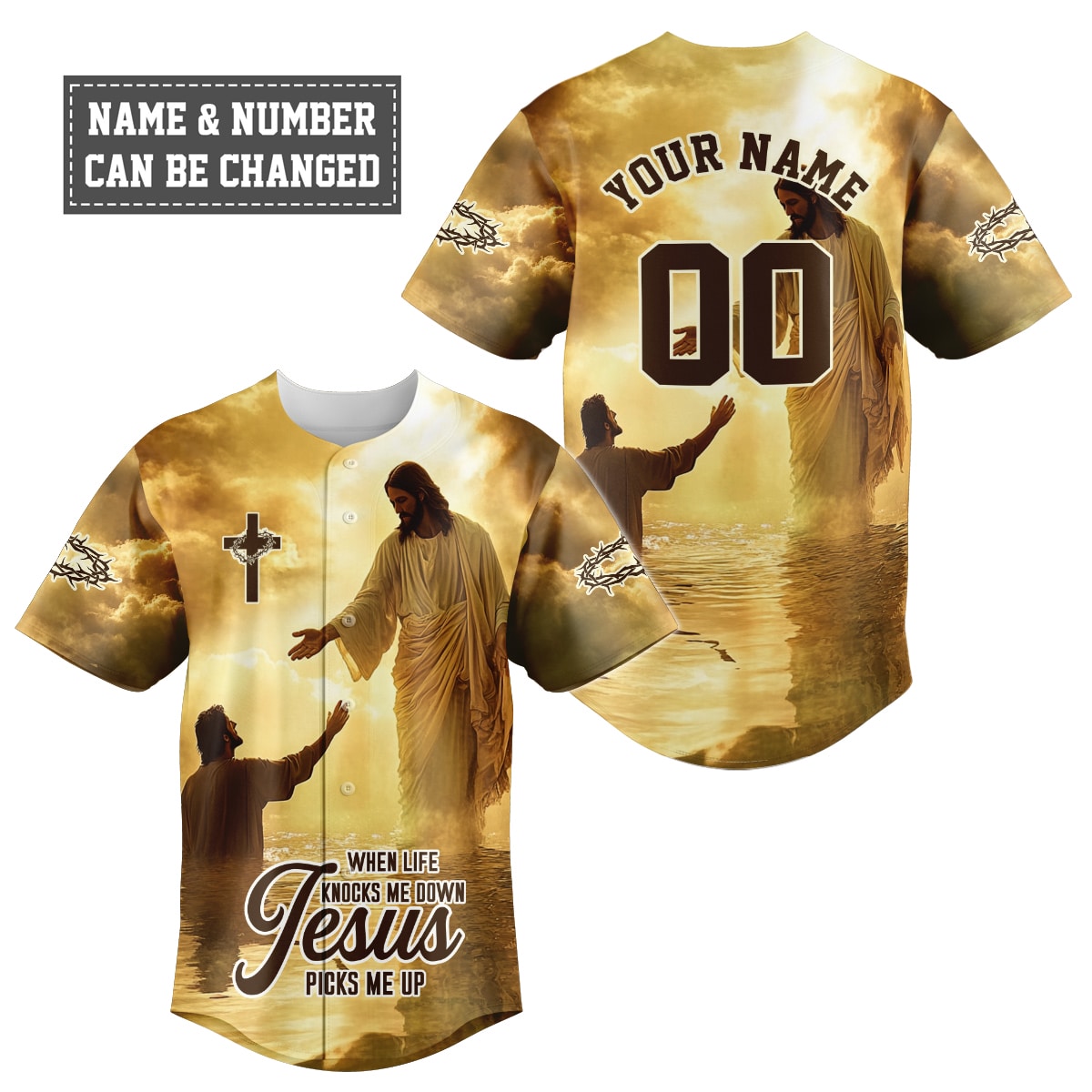 When Life Knocks Me Down Jesus Picks Me Up Baseball Jersey Bundle