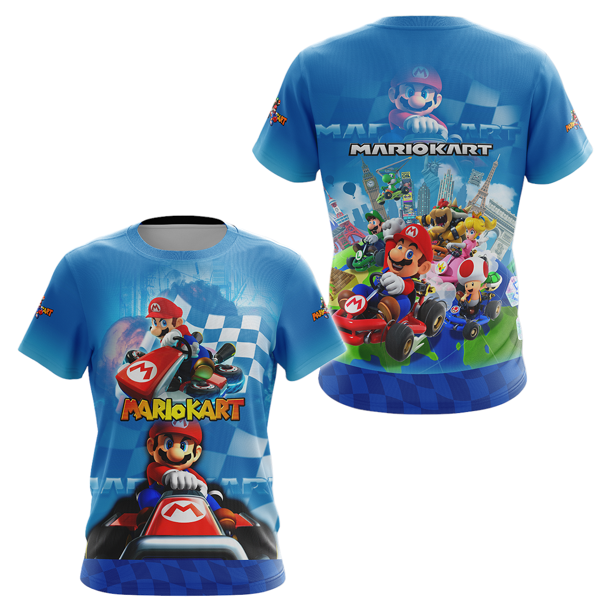 Mario Hoodie Mario Kart All Characters T-Shirt Blue Unisex - Trendy Gift For Men & Women