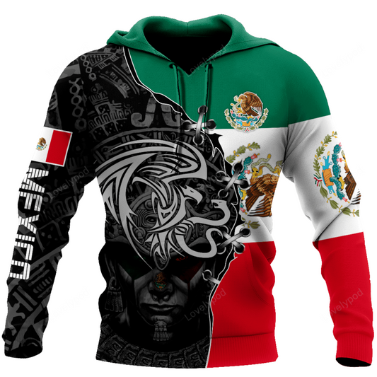 Mexico Hoodie Mexican Aztec Stitches Pattern Hoodie Colorful Unisex - Cozy Hoodie For Cold Weather