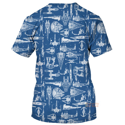 Stwa Blue Space Ships - 3D T-shirt