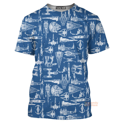 Stwa Blue Space Ships - 3D T-shirt