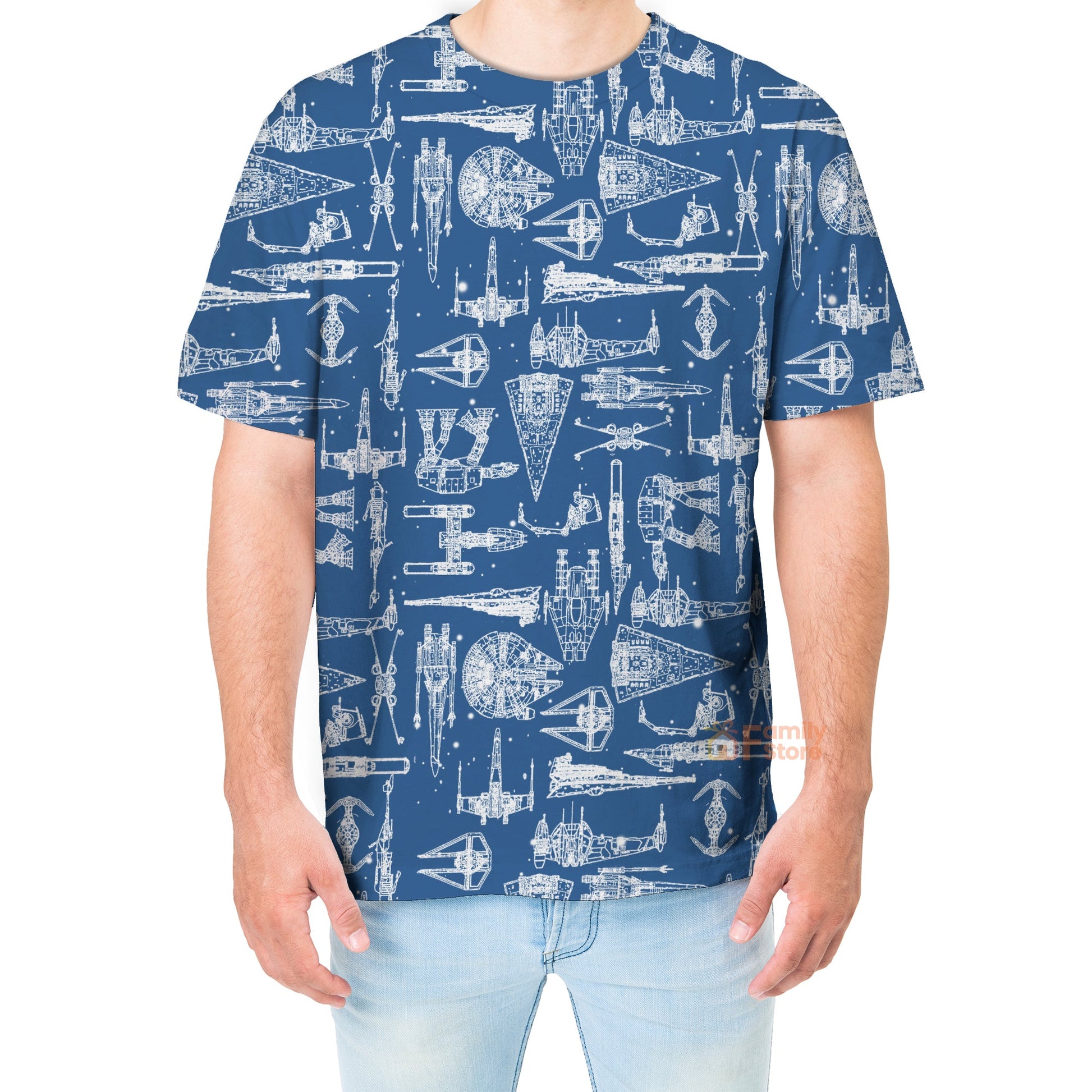 Stwa Blue Space Ships - 3D T-shirt