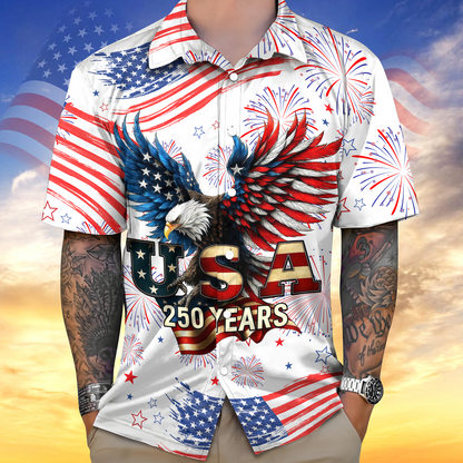 Patriotic Bald Eagle USA 250 Years - Hawaiian Shirt - Gift for Dad, Husband, Grandpa HN02