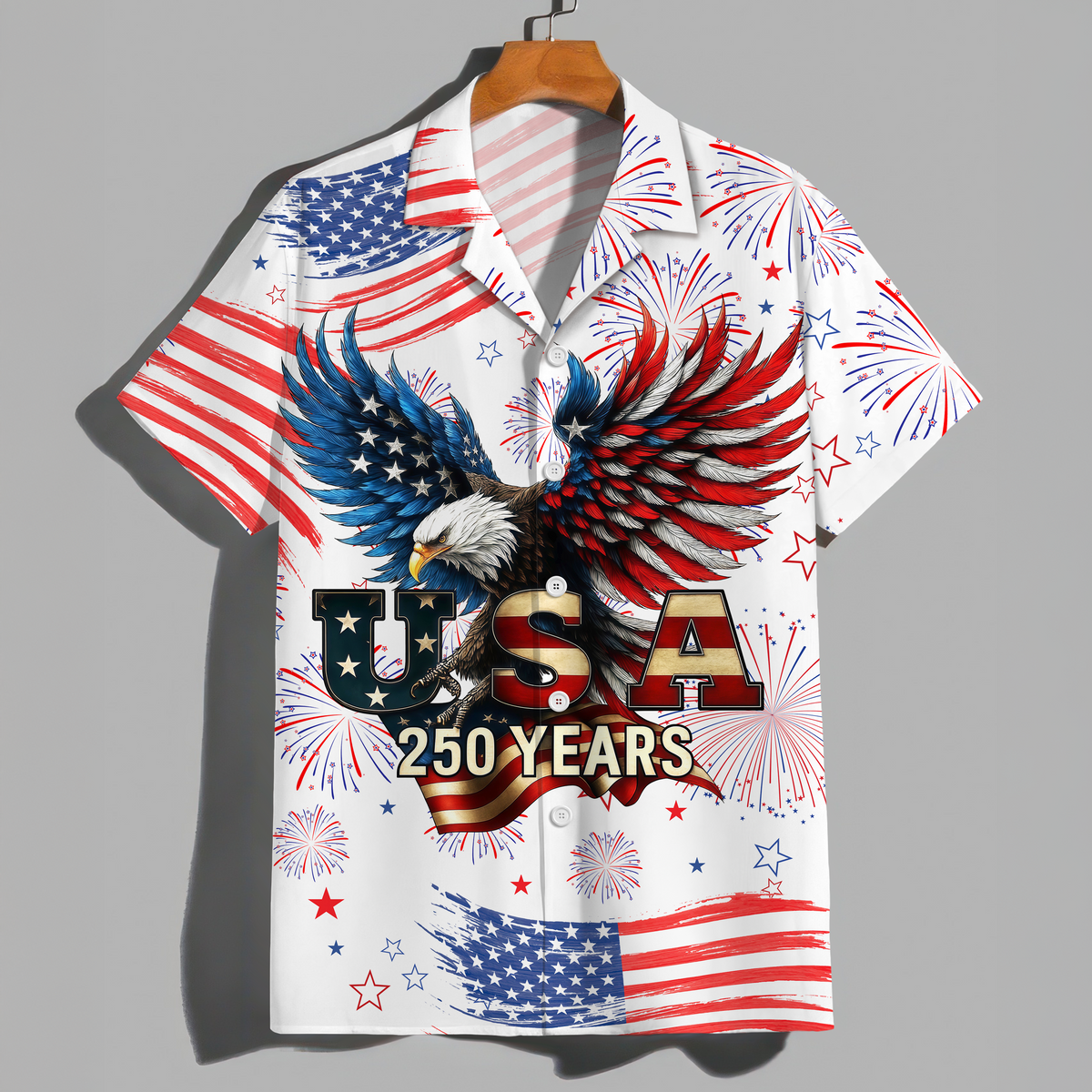 Patriotic Bald Eagle USA 250 Years - Hawaiian Shirt - Gift for Dad, Husband, Grandpa HN02