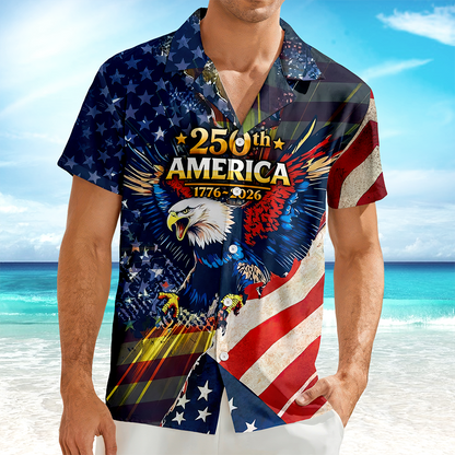 Patriotic 250th America 1776-2026 Eagle - Hawaiian Shirt - Gift for Dad, Husband, Grandpa HN02