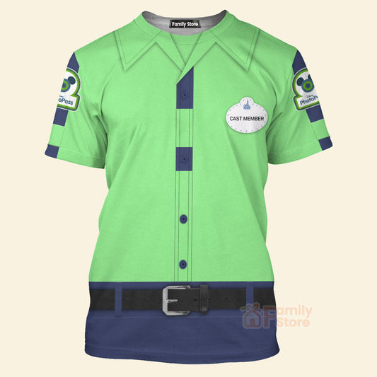 Photopass Cast Member Green Uniforms Disney Cast Member Costume - 3D TShirt