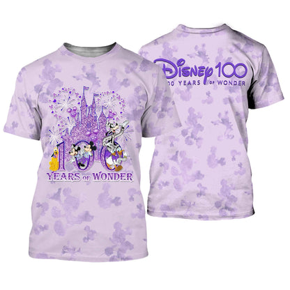 Disney T-Shirt Mk And Friends Castle Disney 100 Years Of Wonder T-Shirt Purple Unisex Adults New Release - Trendy Gift For Men & Women