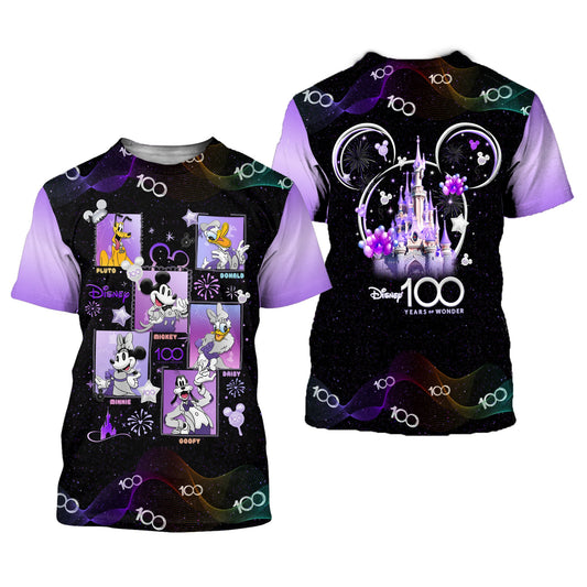 Disney T-Shirt Mk Friends Square Disney 100 Years Of Wonder T-Shirt Black Purple Unisex Adults New Release - Trendy Gift For Men & Women