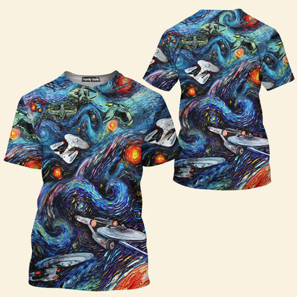 SaTr Starry Night Fantaxy Ships Cool T-Shirt