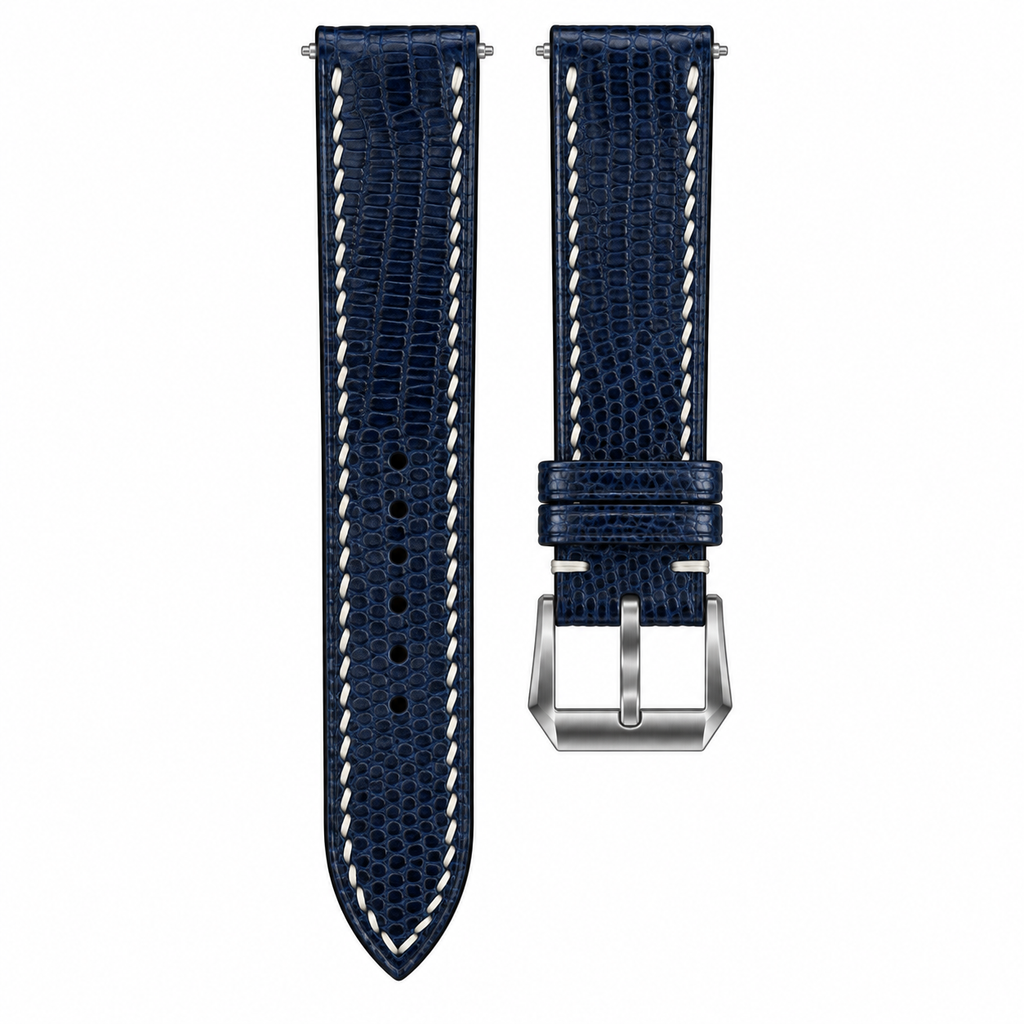 Navy Blue Lizard Leather Watch Strap — original product photo