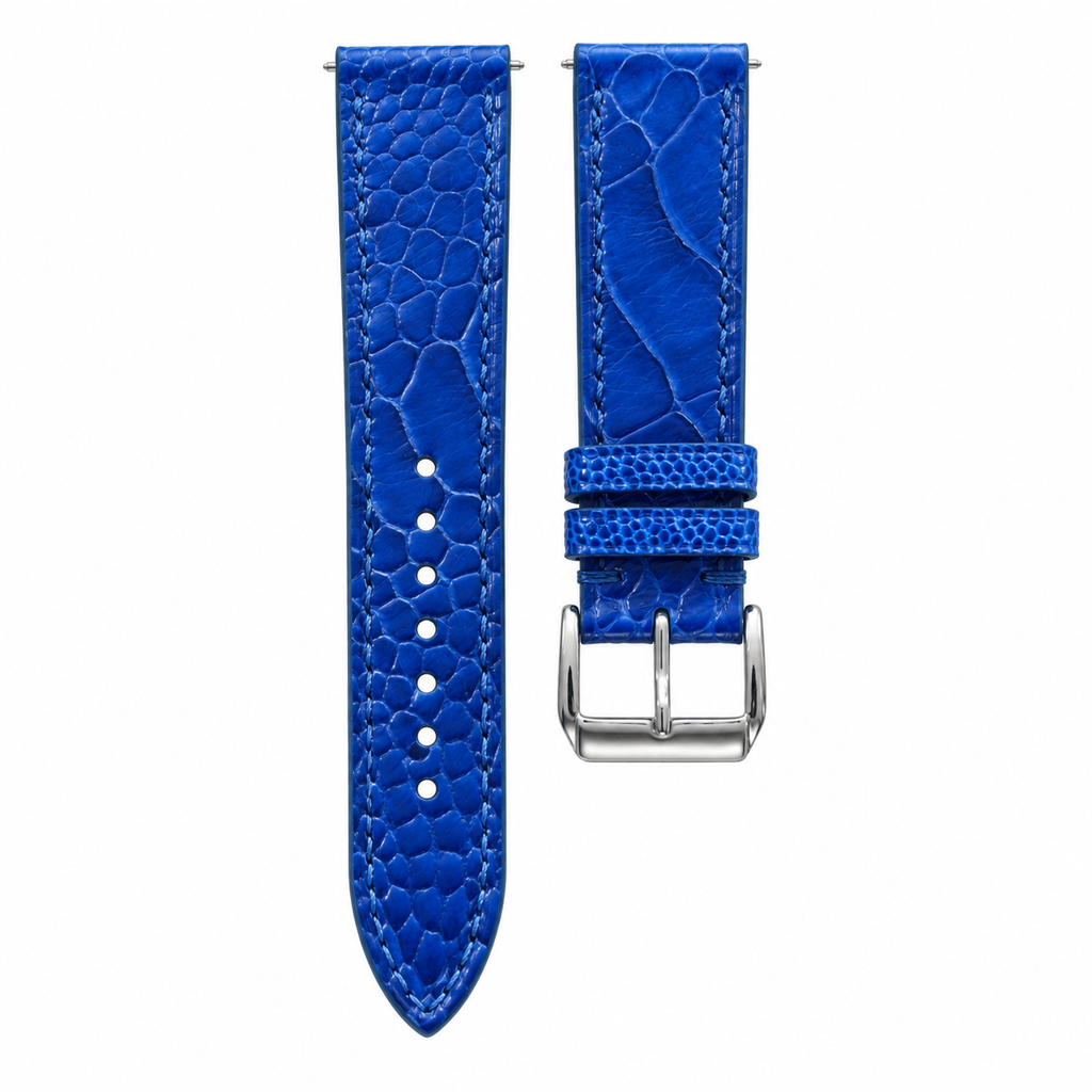 Blue Ostrich Leg LBlue Ostrich Leg Leather Watch Strapeather Watch Strap — original product photo