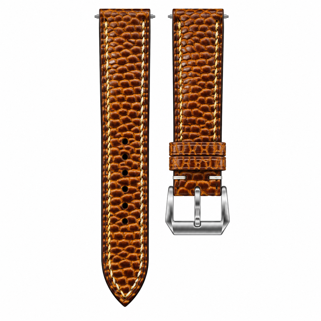 Cognac Beaver Leather Watch Strap — original product photo