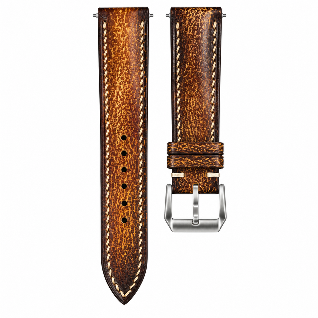 Amber Brown Patina Cowhide Leather Watch Strap — original product photo