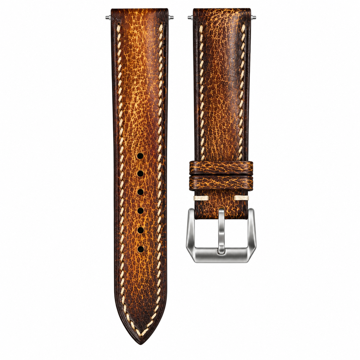 Amber Brown Patina Cowhide Leather Watch Strap — original product photo