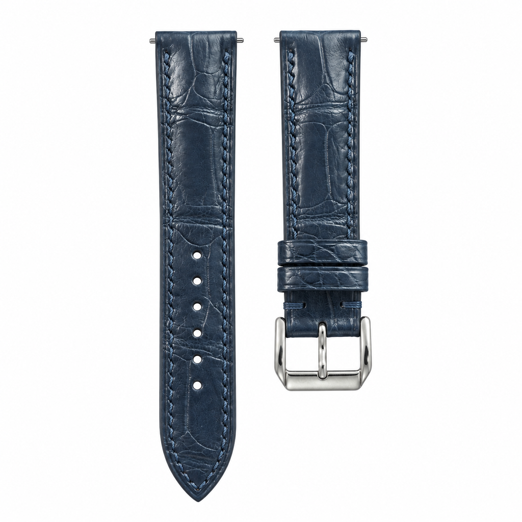 Navy Blue Alligator Leather Watch Strap — original product photo