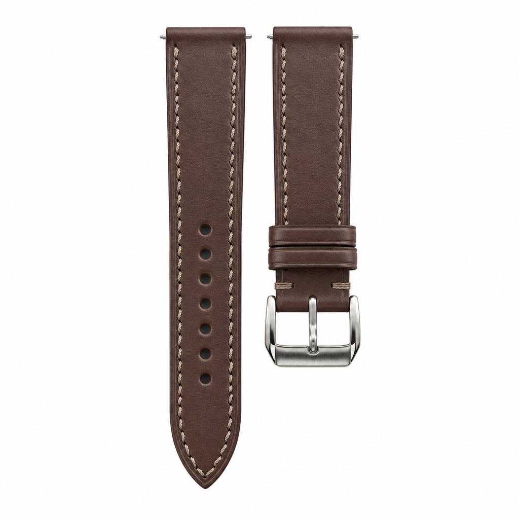 Dark Brown Waxed Cowhide Leather Watch Strap — original product photo
