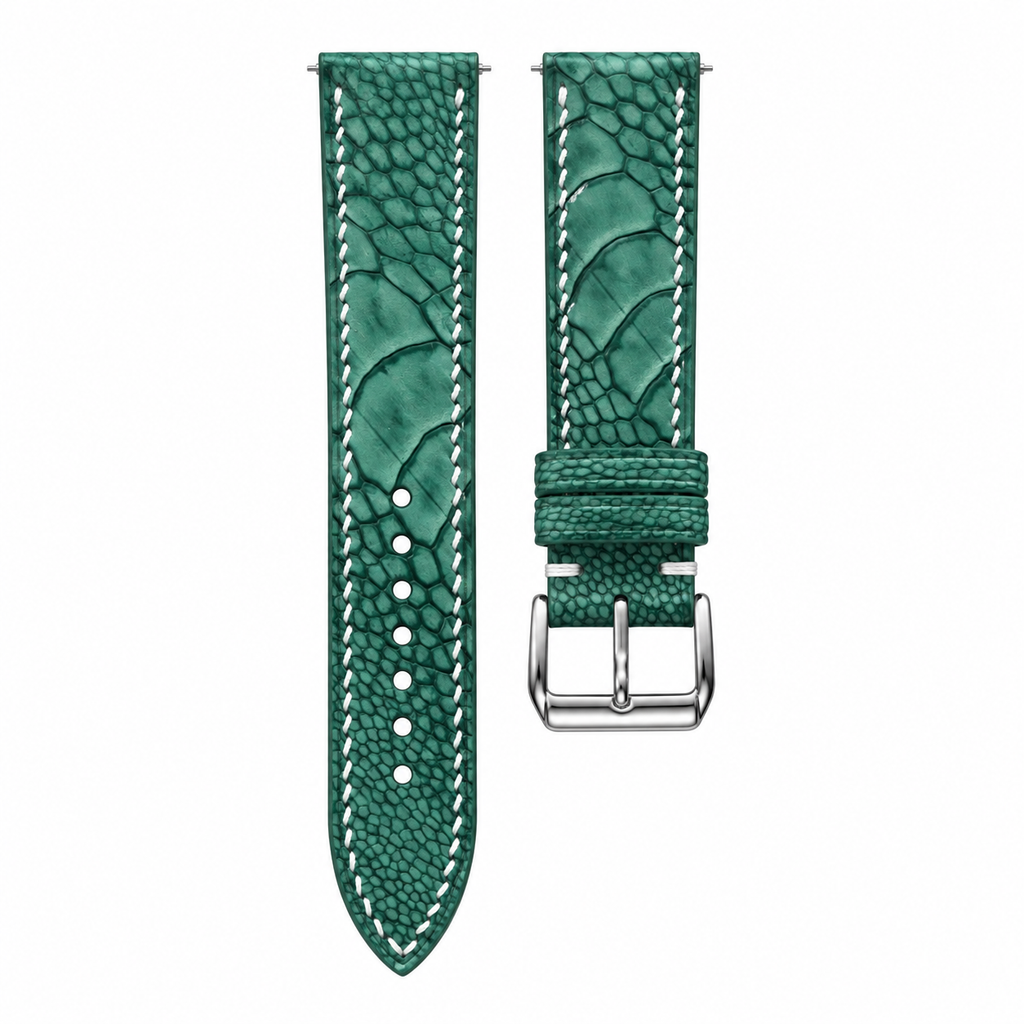 Green Ostrich Leg Leather Watch Strap — original product photo