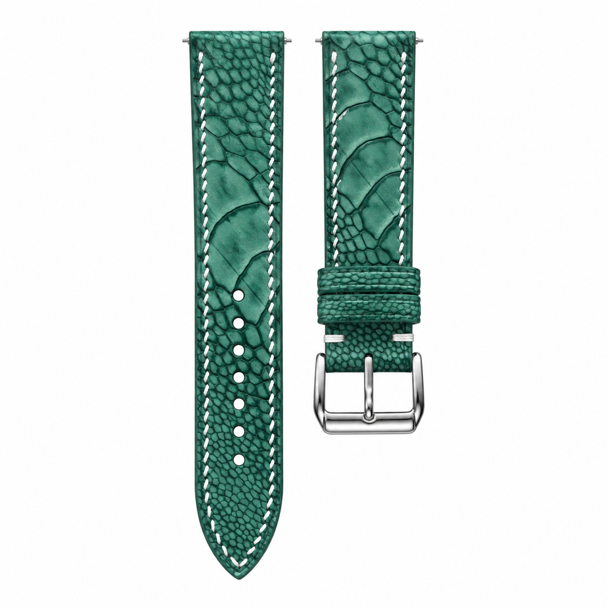 Green Ostrich Leg Leather Watch Strap — original product photo