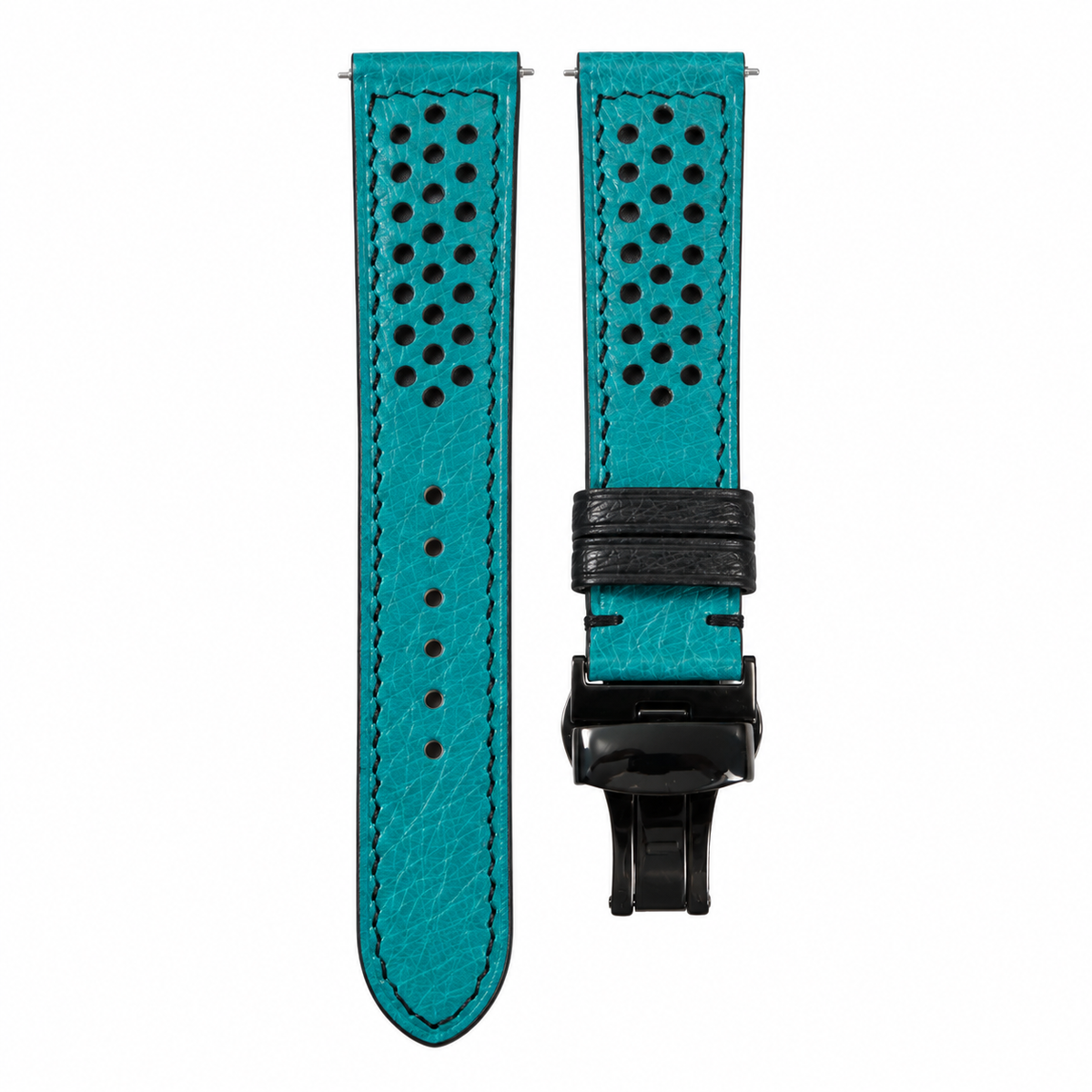 Turquoise Smooth Ostrich Leather Rally Watch Strap — original product photo