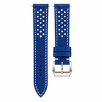 Blue White Epsom Rally Leather Watch Strap — original product photo