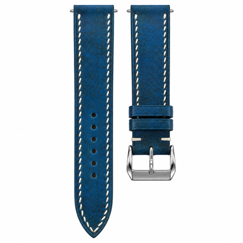 Blue Vegetable-Tanned Leather Watch Strap — original product photo