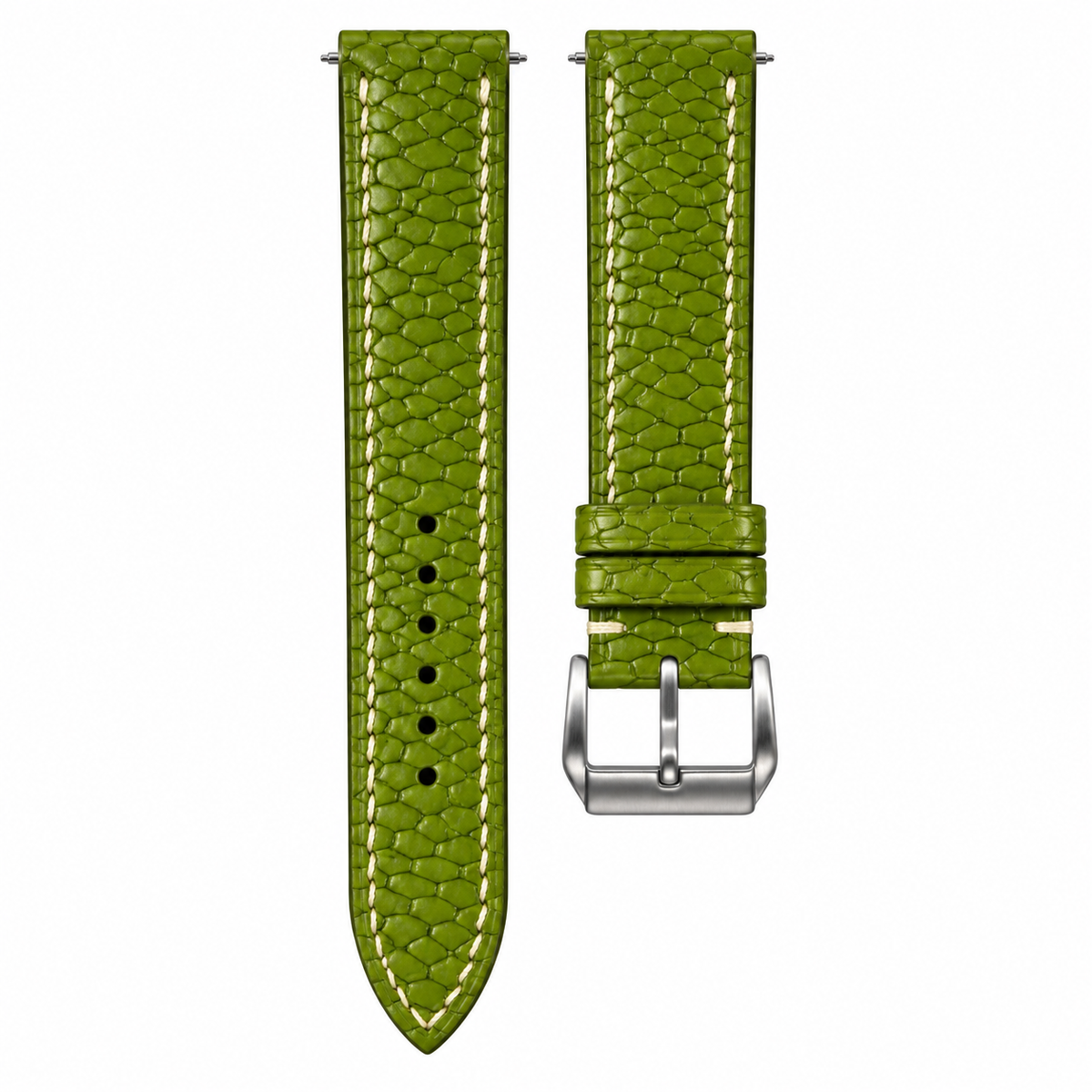 Olive Beaver Leather Watch Strap — original product photo