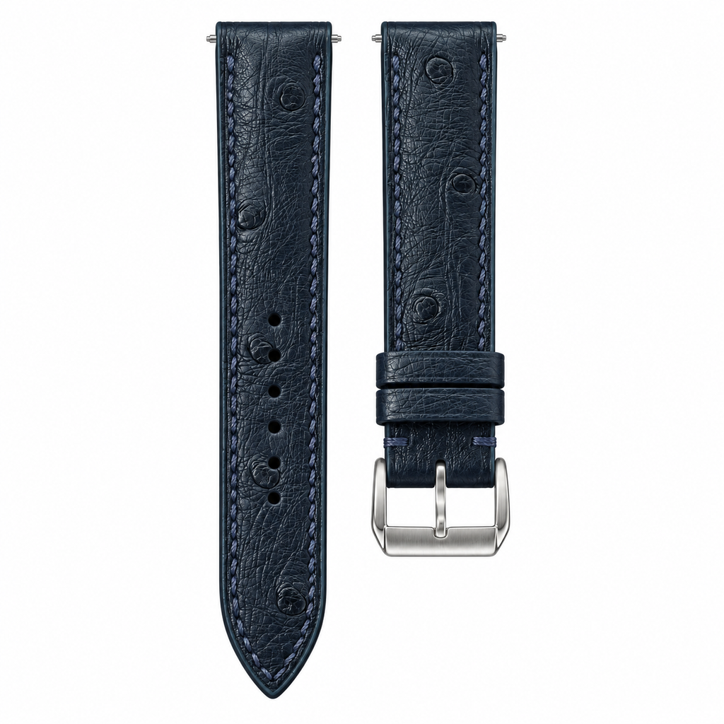 Dark Navy Ostrich Leather Watch Strap — original product photo