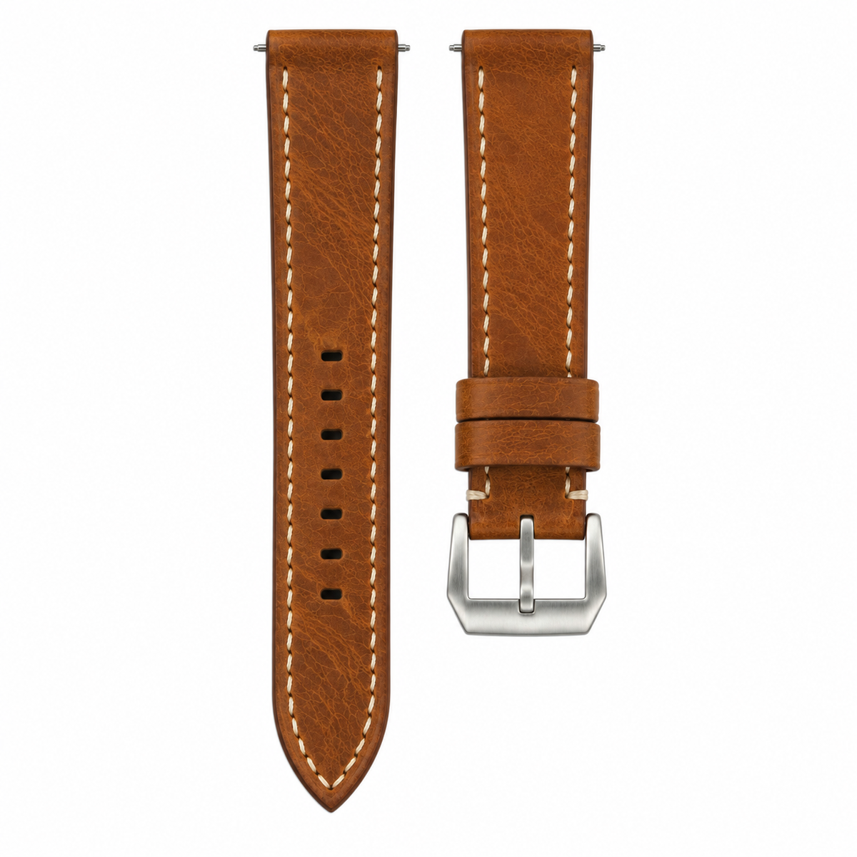 Cognac Waxed Cowhide Leather Watch Strap — original product photo