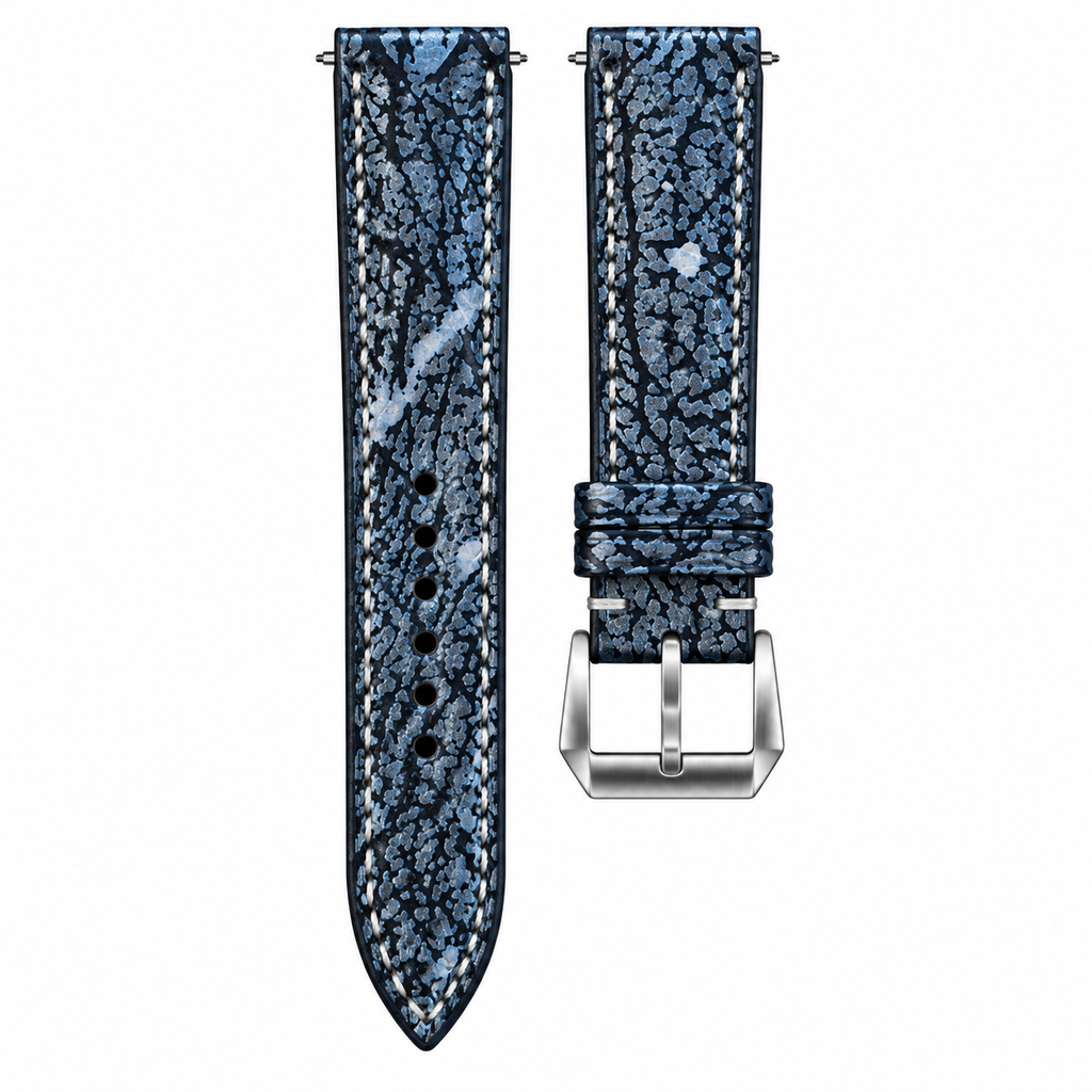 Black Silver Shark Leather Leather Watch Strap — original product photo
