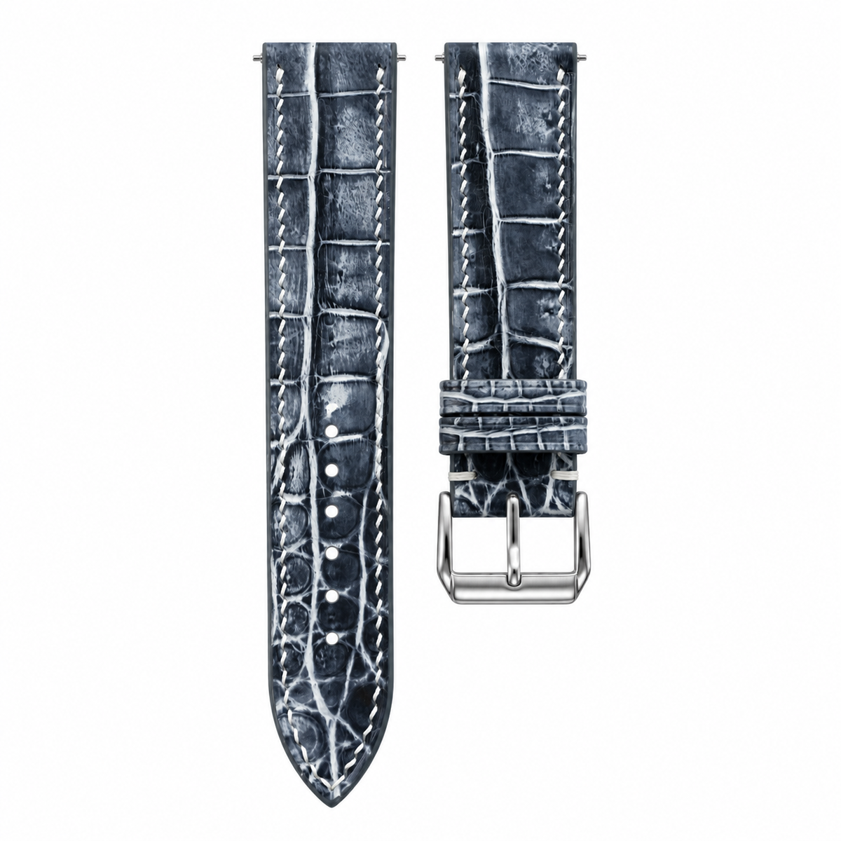 Patina Black Grey Alligator Leather Watch Strap — original product photo