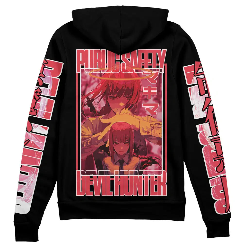Chainsaw Man Zip Hoodie Makima Public Safety Devil Hunter Zip Hoodie Black Red Unisex - Cozy Hoodie For Cold Weather