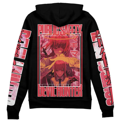 Chainsaw Man Zip Hoodie Makima Public Safety Devil Hunter Zip Hoodie Black Red Unisex - Cozy Hoodie For Cold Weather