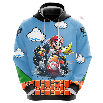 Mario Hoodie All Characters Using Banana Hoodie Blue Unisex - Cozy Hoodie For Cold Weather