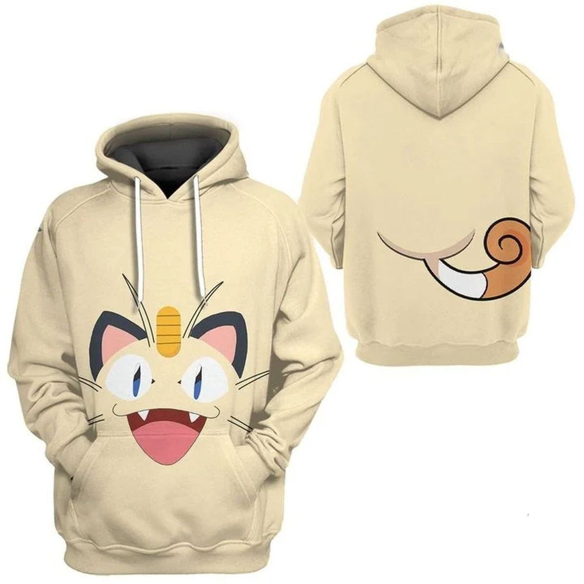 Pokemon Hoodie Pokemon Meowth Costume Hoodie Colorful Unisex - Cozy Hoodie For Cold Weather