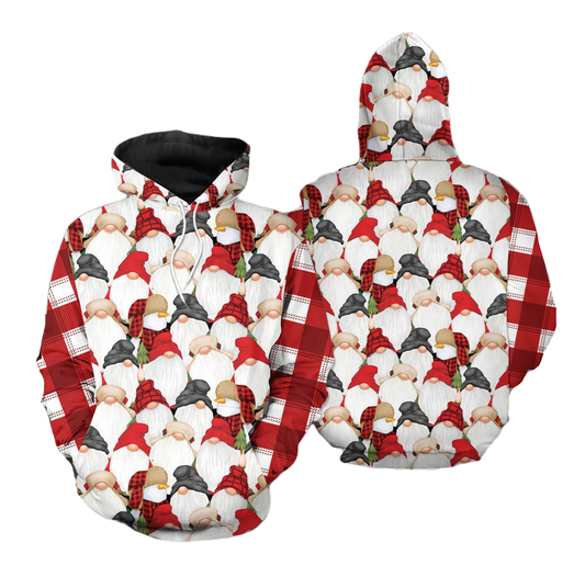 Gnome Hoodie Gnome And Snowman Pattern Hoodie Colorful Unisex - Cozy Hoodie For Cold Weather
