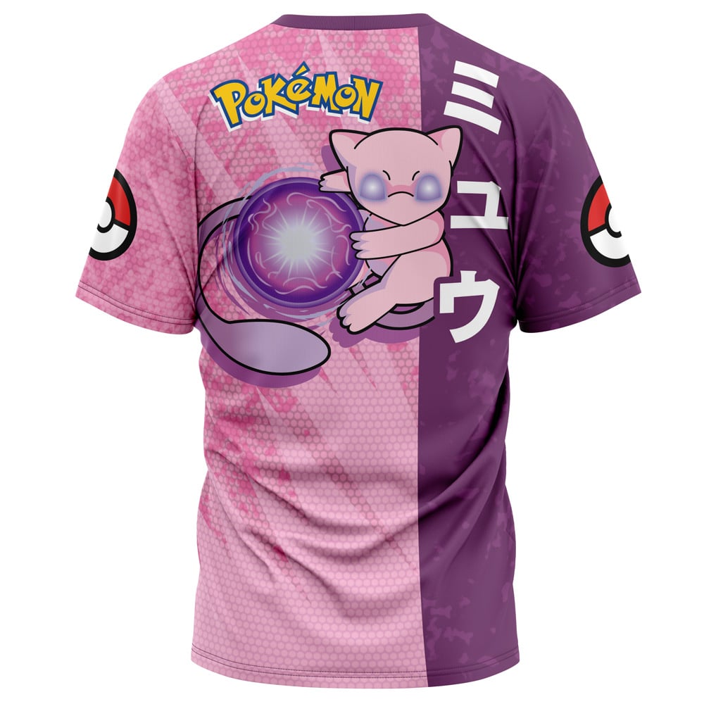 Pokemon T-Shirt Pokemon Mew Power Ball Attack Pose T-Shirt Purple Pink Unisex - Trendy Gift For Men & Women