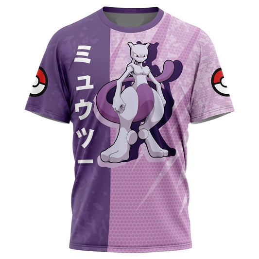 Pokemon T-Shirt Pokemon Mewtwo Attack Pose T-Shirt Purple Pink Unisex - Trendy Gift For Men & Women