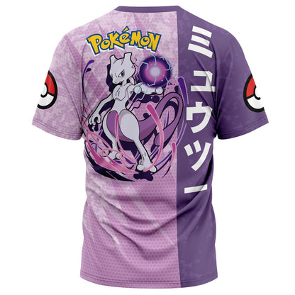 Pokemon T-Shirt Pokemon Mewtwo Attack Pose T-Shirt Purple Pink Unisex - Trendy Gift For Men & Women