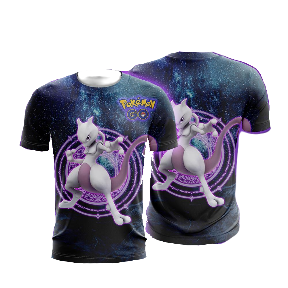 Pokemon T-Shirt Pokemon Go Mewtwo Galaxy T-Shirt Black Unisex - Trendy Gift For Men & Women